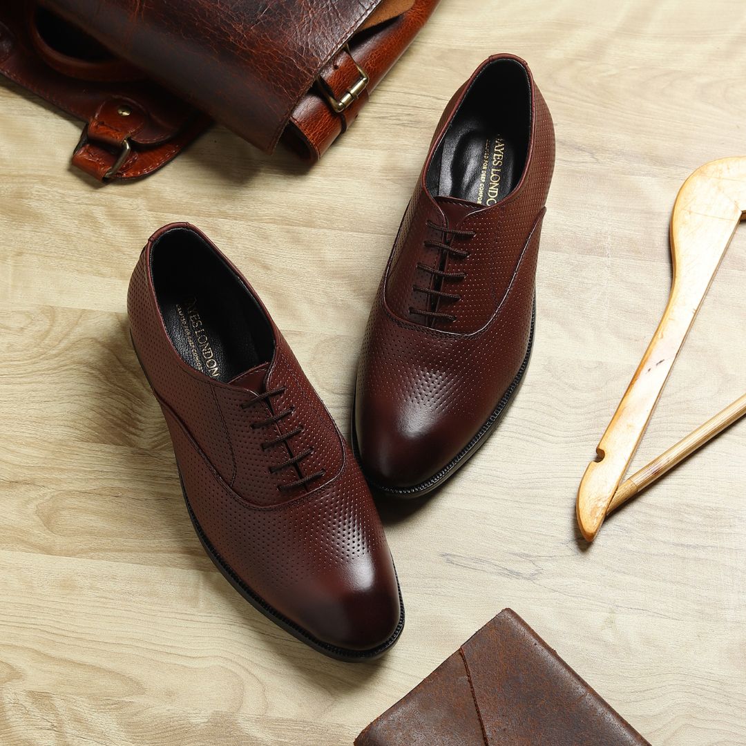 Troy Oxford Shoes – Brown Perforated Genuine Leather Men’s Office Shoes - Image 14