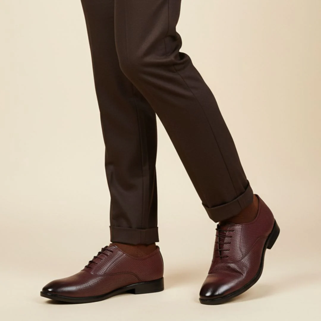 Troy Oxford Shoes – Brown Perforated Genuine Leather Men’s Office Shoes - Image 2