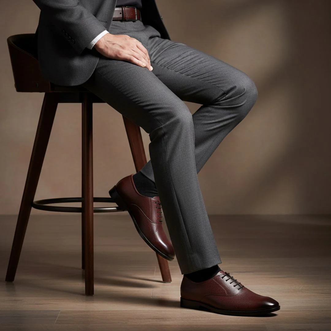 Troy Oxford Shoes – Brown Perforated Genuine Leather Men’s Office Shoes - Image 3