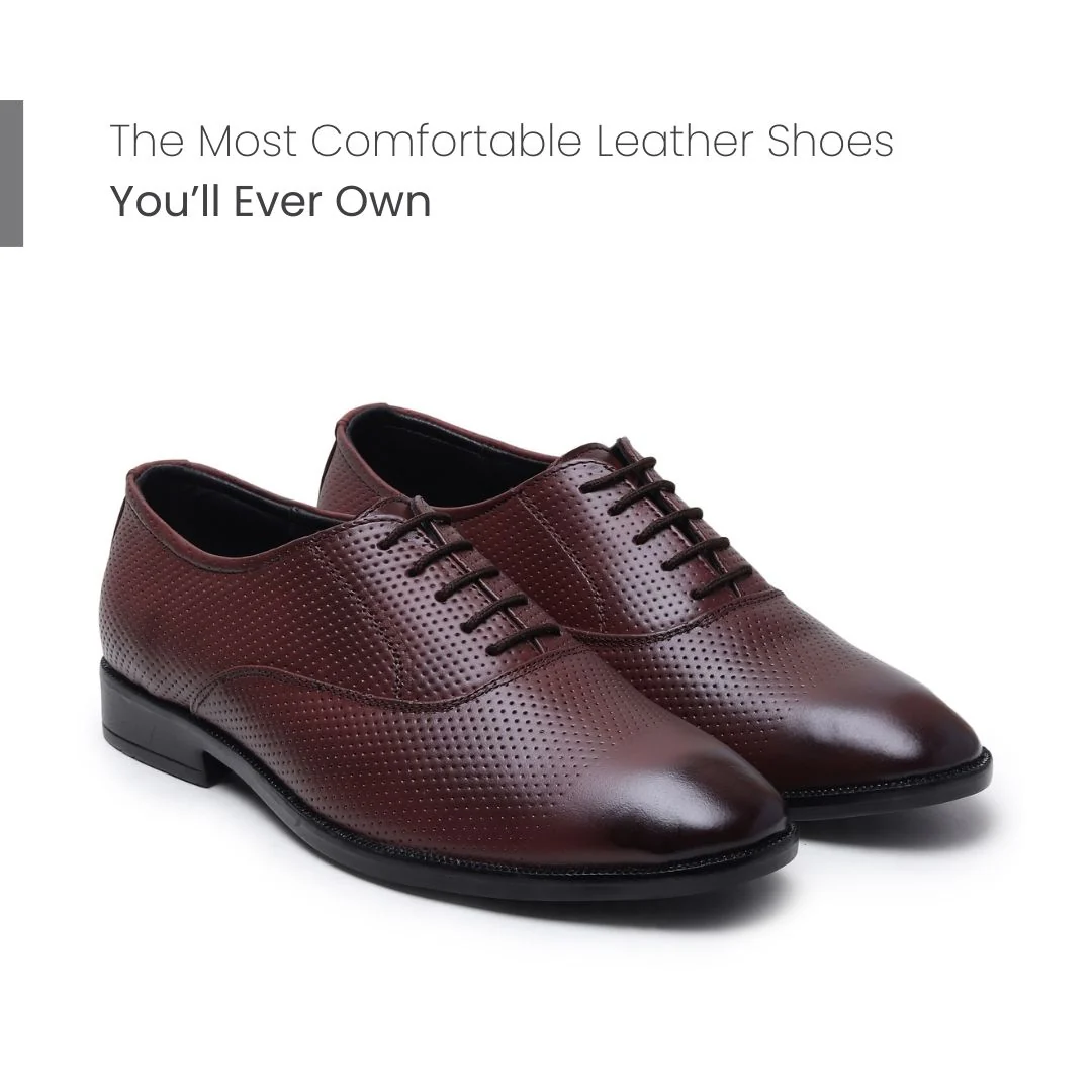 Troy Oxford Shoes – Brown Perforated Genuine Leather Men’s Office Shoes - Image 4