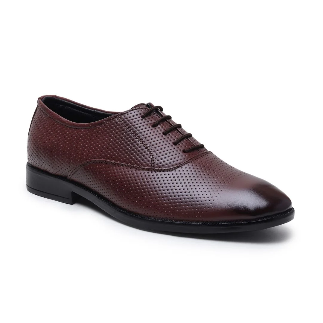 Troy Oxford Shoes – Brown Perforated Genuine Leather Men’s Office Shoes - Image 6