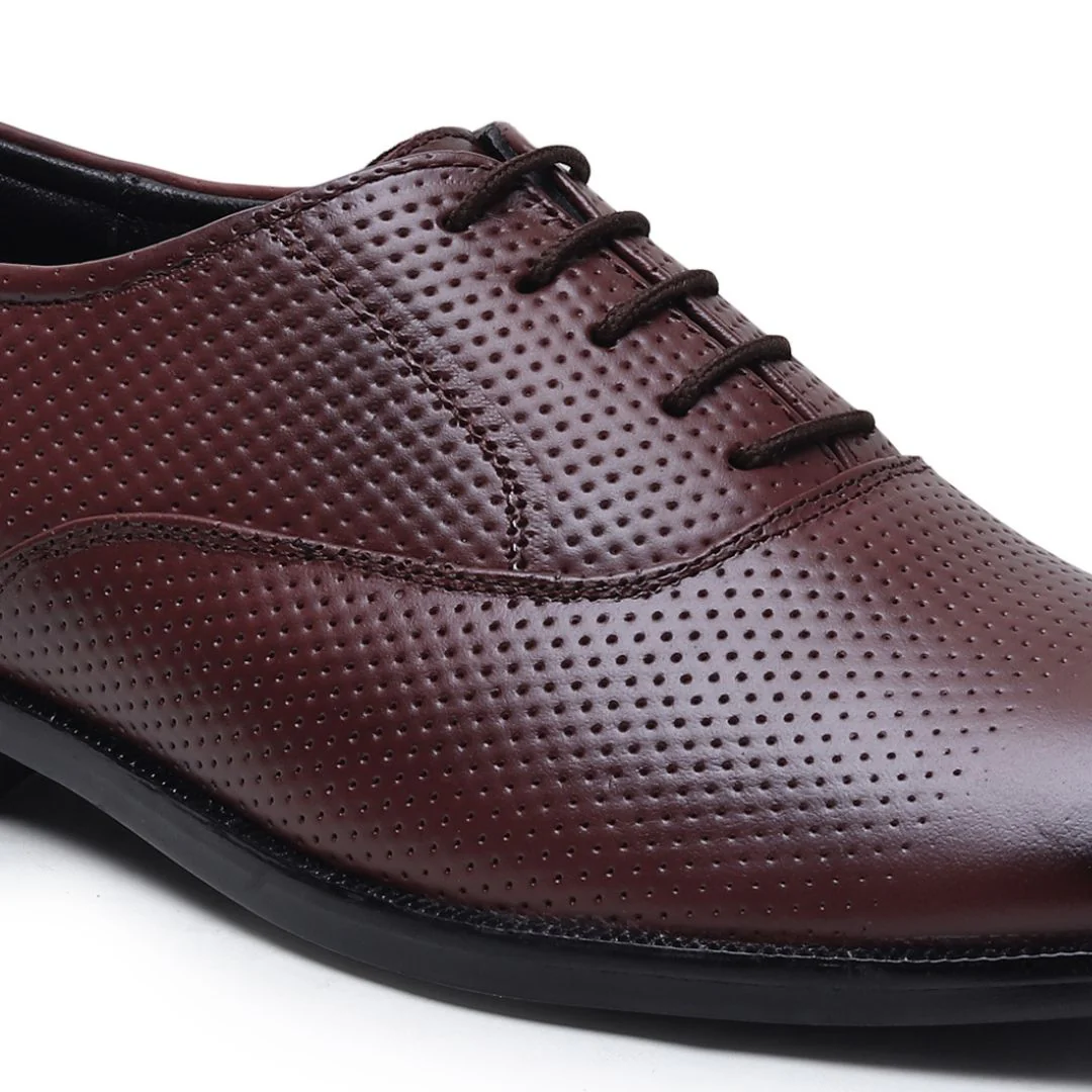 Troy Oxford Shoes – Brown Perforated Genuine Leather Men’s Office Shoes - Image 9