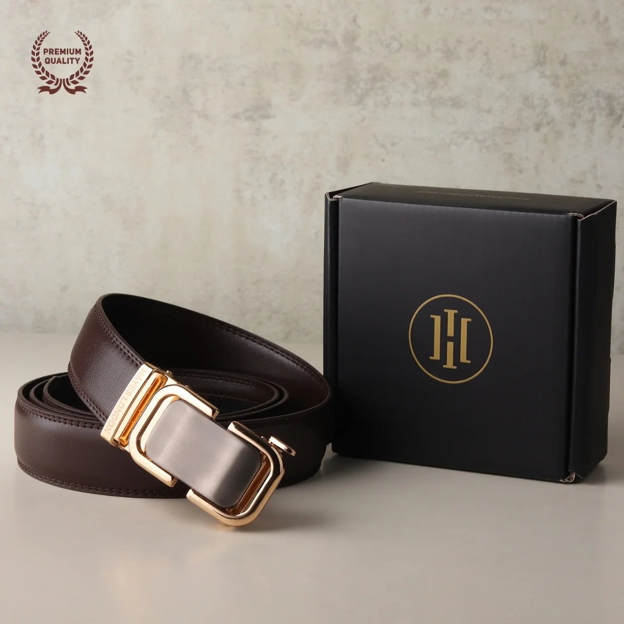 Vanguard Auto-Lock No-Hole Genuine Leather Belt for Men – Micro-Adjustable Smart Ratchet Belt for Formal & Business Wear (Brown with Gold Buckle) - Image 11