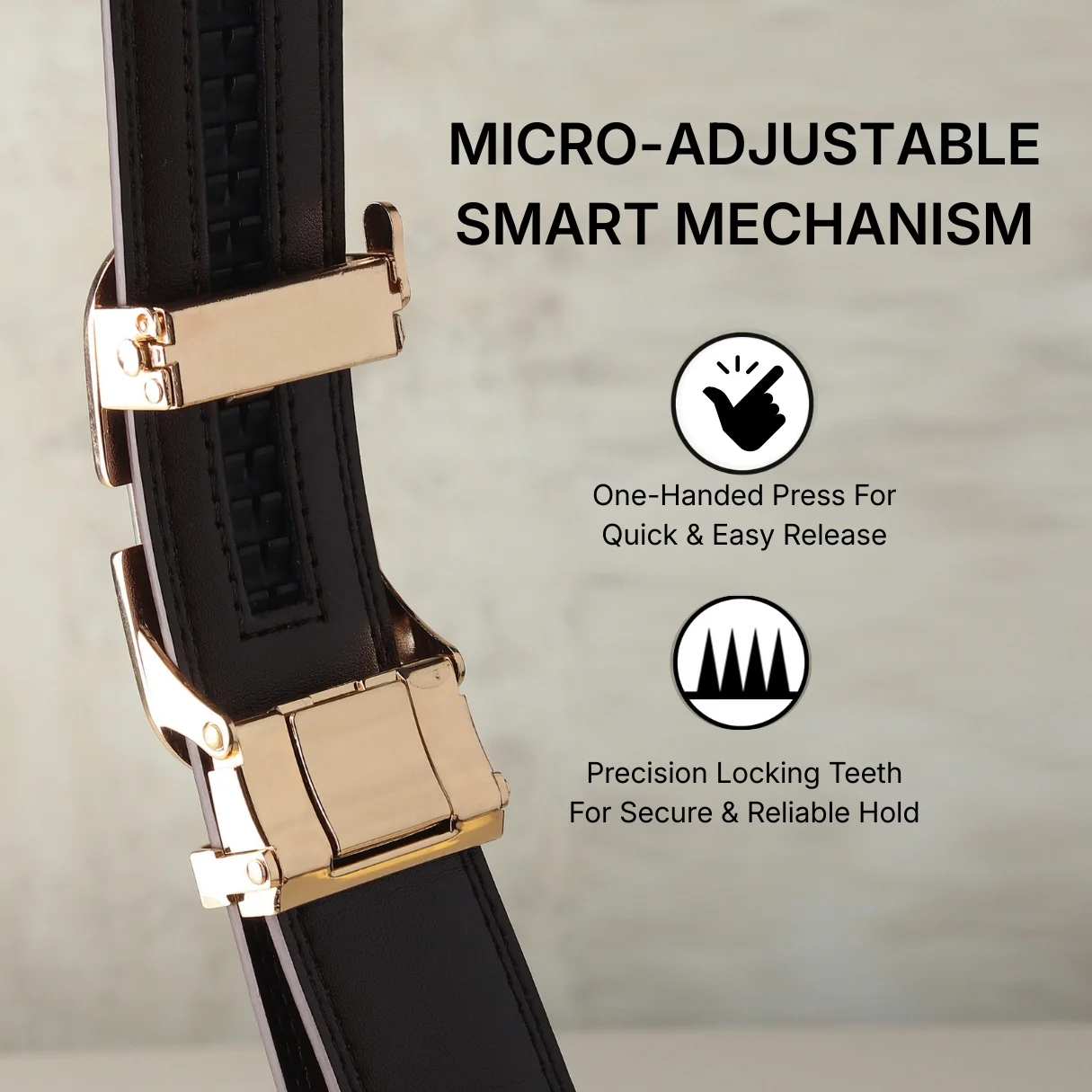 Vanguard Auto-Lock No-Hole Genuine Leather Belt for Men – Micro-Adjustable Smart Ratchet Belt for Formal & Business Wear (Brown with Gold Buckle) - Image 8