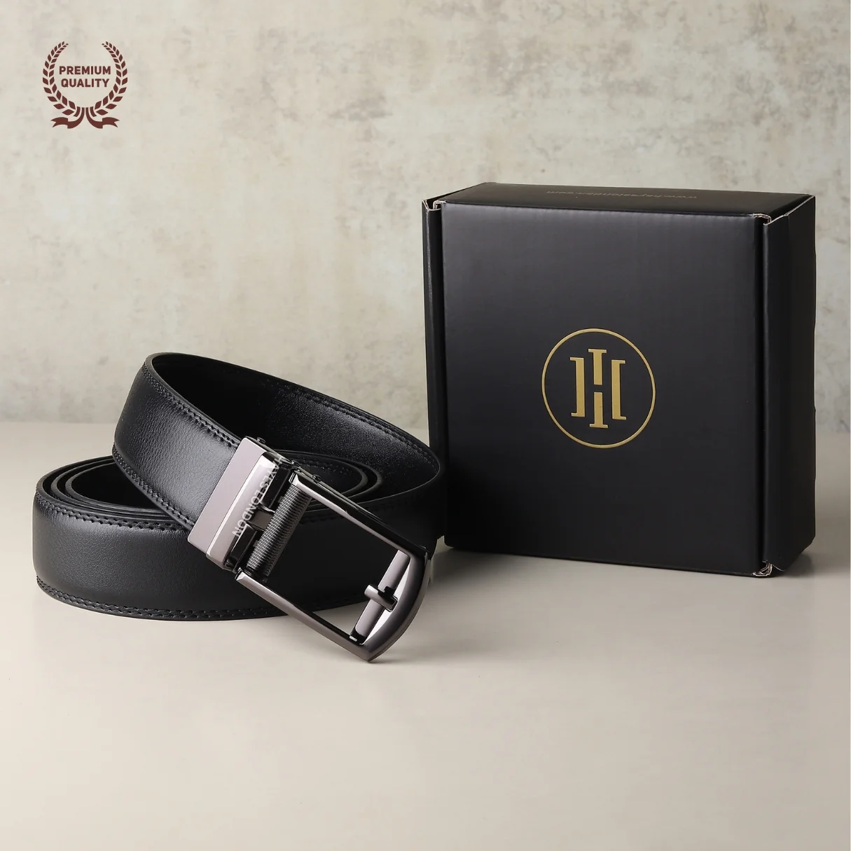 Vanguard Grey Auto-Lock No-Hole Genuine Leather Belt for Men – Micro-Adjustable Smart Ratchet Belt for Formal, Office & Executive Wear (Plain Black) - Image 10