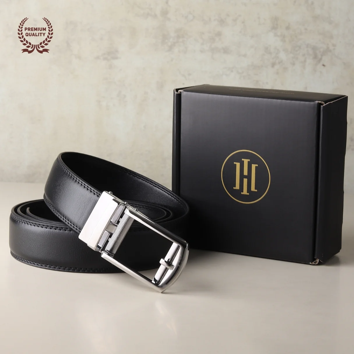 Vanguard Silver Auto-Lock No-Hole Genuine Leather Belt for Men – Micro-Adjustable Smart Ratchet Belt for Formal & Business Wear (Plain Black) - Image 11