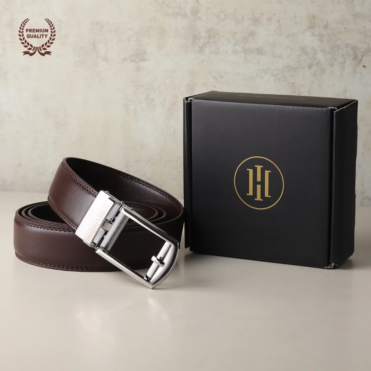 Vanguard Silver Auto-Lock No-Hole Genuine Leather Belt for Men – Micro-Adjustable Smart Ratchet Belt for Formal, Office & Business Wear(Plain Brown) - Image 11