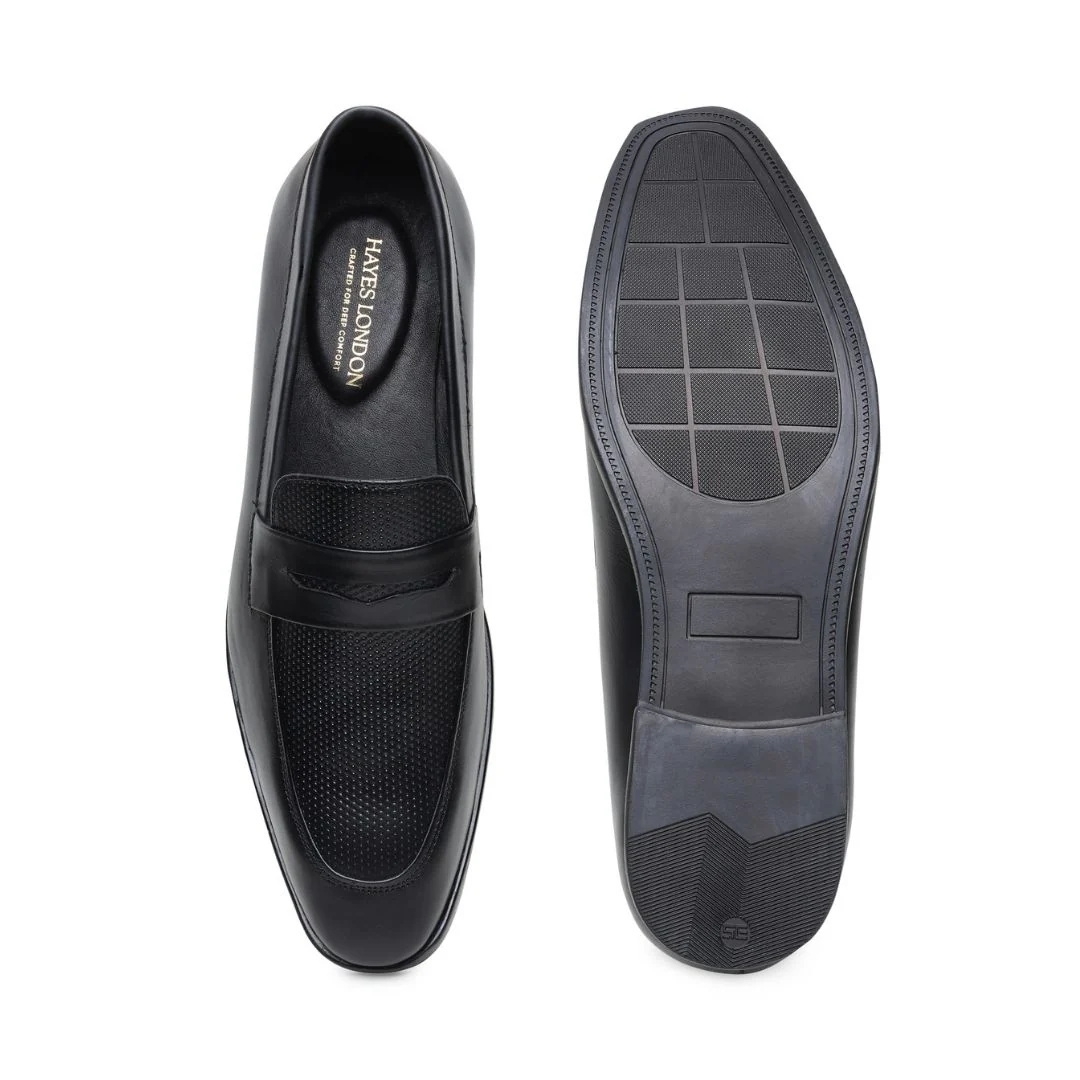 Windsor Black Formal Penny Loafers for Men – Genuine Leather Dotted Slip-On Shoes for Office & Party Wear - Image 10