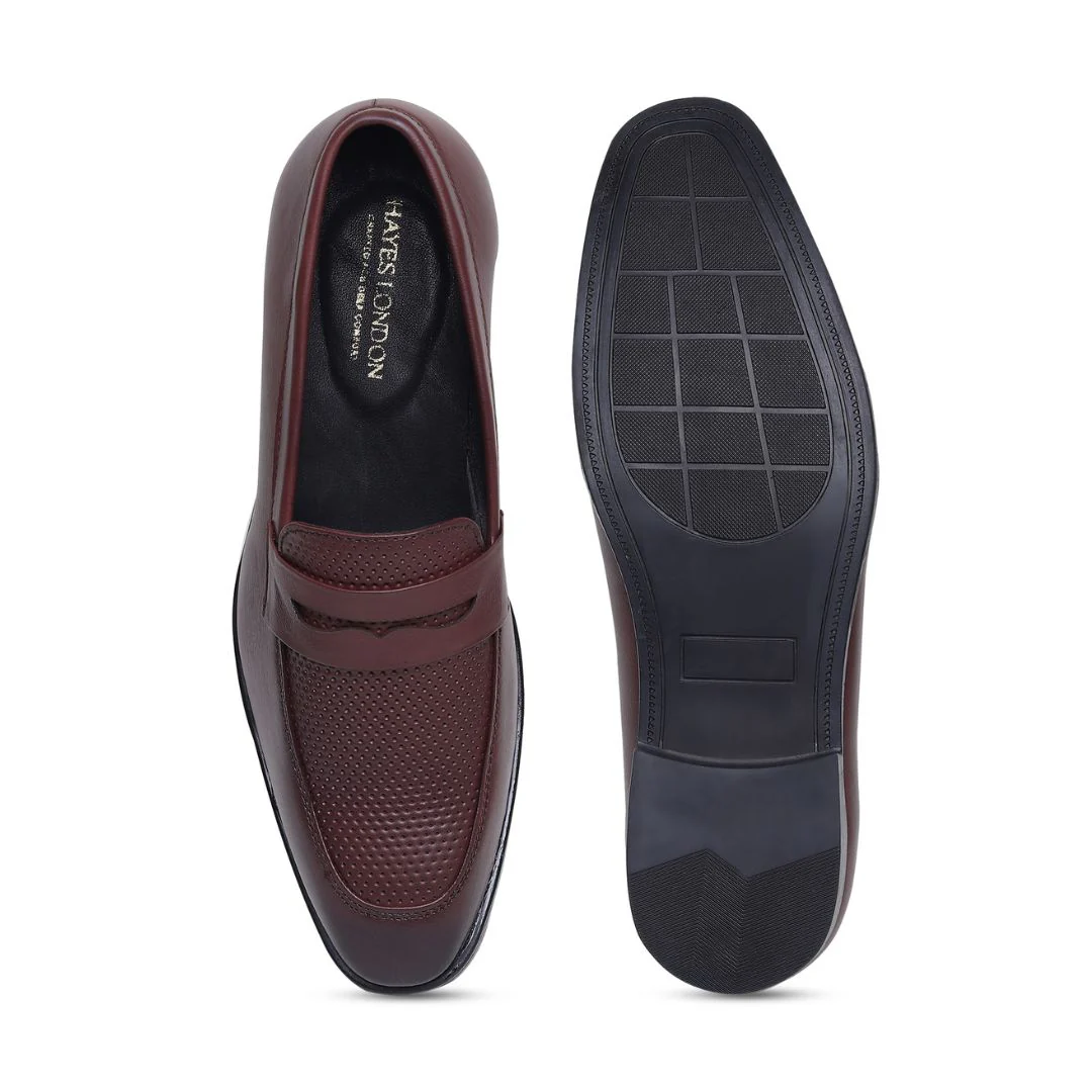 Windsor Brown Formal Penny Loafers for Men – Genuine Leather Dotted Slip-On Shoes for Office & Party Wear - Image 10