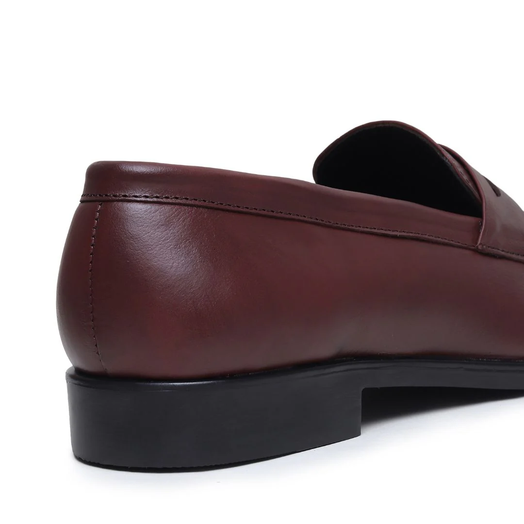 Windsor Brown Formal Penny Loafers for Men – Genuine Leather Dotted Slip-On Shoes for Office & Party Wear - Image 8